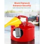 VEVOR Safety Gas Can, 9.5 L Type I Red Safety Can for Gasoline with Stainless Steel Flame Arrester, Self-Closing Lid, and PE Fun