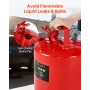 Safety Gas Can, 19 L Type II Red Safety Can for Gasoline with Stainless Steel Flame Arrester, Self-Closing Lid, and Flexible Met