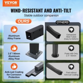 10'x13' Outdoor Retractable Pergola with Sun Shade Canopy Aluminum Bule