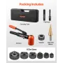 Knockout Punch Set, 98.07 kN Hydraulic Knockout Set, 12.7 to 50.8mm KO Tool Kit Hole Making Tool, KO Tools Kit W/6 Dies for Meta