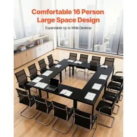 VEVOR Conference Table, Set of 6, 1400 mm Office Meeting Table for 16 Person, Flexible Combination Desk Set, Modern Rectangle Me