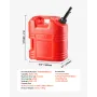 VEVOR Fuel Container, 19 L, Gas Tank with Spout & Clear Scale, 15 L/min Max Flow Rate, Secure & Leak-proof, Portable Flat Fluid 