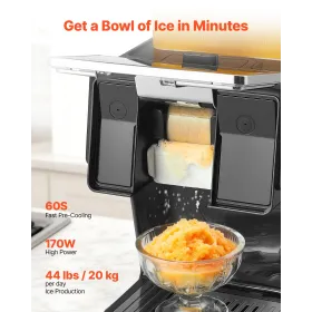 VEVOR Snowflake Ice Machine, 20KG/24H Snowflake Ice Maker, Ice-Shaver Machine with Stainless Steel Blade, Electric Snow Cone Mak