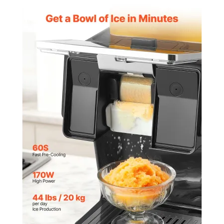 Snowflake Ice Machine, 20KG/24H Snowflake Ice Maker, Ice-Shaver Machine with Stainless Steel Blade, Electric Snow Cone Maker wit