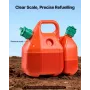 Fuel Container, 6 L, Fuel Tank with Spout & 1.9 L Extra Oil Container, 5.5 L/min Max Flow Rate, Leak-proof and Portable Flat Flu