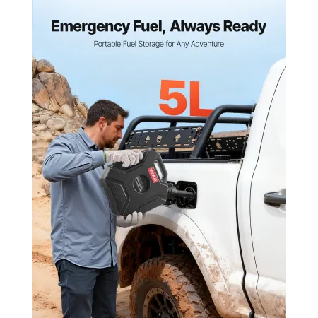 VEVOR-brændstofbeholder, 5 l, gasdunk med tud og låsbart beslag, 15 l/min. maks. flowhastighed, sikker og lækagesikker, bærbar