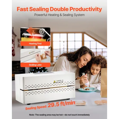 VEVOR Continuous Sealing Machine, 8-12 mm Seal Width, Automatic Continuous Band Sealer with Digital Temperature Control, Automat