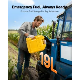 VEVOR Fuel Container, 19 L, Gas Tank with Spout & Clear Scale, 15 L/min Max Flow Rate, Secure & Leak-proof, Portable Flat Fluid 