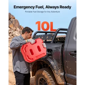 VEVOR Fuel Container, 10 L, Gas Can with Spout and Lockable Bracket, 15 L/min Max Flow Rate, Secure & Leak-proof, Portable Flat 