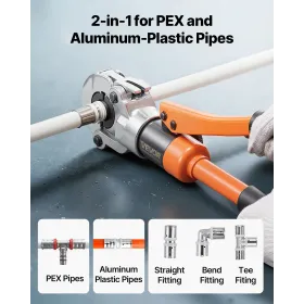 Hydraulic Pipe Crimping Tool, PEX & Aluminum-Plastic Tube Fittings Crimper with U16 U20 U25 U32 Jaws & Carrying Case, Press Crim
