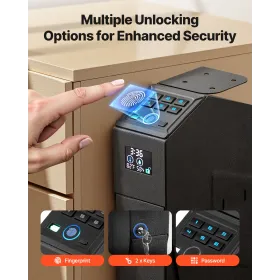 VEVOR Gun Safe, Slider Håndvåben Pengeskab med skærm, Fingeraftryk/Adgangskode/Nøgle, 3-vejs Quick Access Skydevåbenkasse med