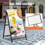 A Frame Sidewalk Sign, 24x36 Inch Heavy Duty Slide-in Signboard Holder, Double-Sided Folding Sandwich Board Signs, Steel Pavemen