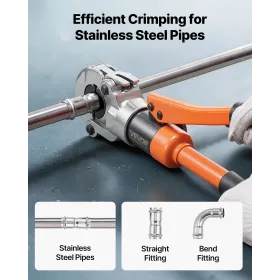 VEVOR Hydraulic Pipe Crimping Tool, Stainless Steel Tube Fittings Crimper with V12, V15, V18, V22, V28 Jaws & Carrying Case, Pre