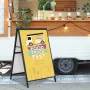 A Frame Sidewalk Sign, 24x36 Inch Heavy Duty Slide-in Signboard Holder, Double-Sided Folding Sandwich Board Signs, Steel Pavemen