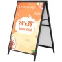 A Frame Sidewalk Sign, 24x36 Inch Heavy Duty Slide-in Signboard Holder, Double-Sided Folding Sandwich Board Signs, Steel Pavemen