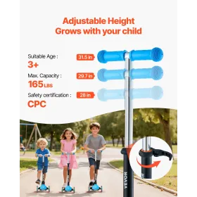 Kick Scooter for Kids Ages 3+, 3-Wheel Toddler Scooter with Light-Up Wheels, Adjustable Height Handlebar, Wide Anti-Slip Deck, L