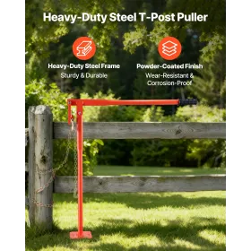 VEVOR 91,4 cm T-stolpeaftrækker, Heavy Duty stålhegnstolpeaftrækker, 300 kg belastningskapacitet, arbejdsbesparende