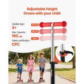 VEVOR Kick Scooter til børn i alderen 3+, 3-hjulet småbørnsscooter med lette hjul, justerbart højdestyr, bred anti-skrid D