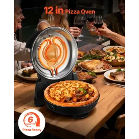 VEVOR Pizza Oven, 304.8 mm Electric Pizza Maker, 1200W Electric Pizzas Cooker with Cordierite Stone, 5-Mode Temperature Control,