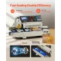 VEVOR Continuous Bag Band Sealing Machine, 6-12 mm Seal Width, Horizontal Band Sealer Machine with Ink Printing, Temp & Speed Ad