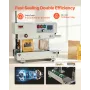 VEVOR Continuous Bag Band Sealing Machine, 6-12 mm Seal Width, Vertical Band Sealer Machine with Roller Printing , Temp & Speed 