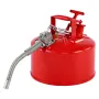 Safety Gas Can, 9.5 L Type II Red Safety Can for Gasoline with Stainless Steel Flame Arrester, Self-Closing Lid, and Flexible Me