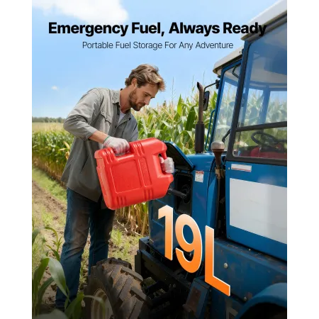 VEVOR brændstofbeholder, 19 l, gastank med tud og klar skala, 15 l/min maks. flowhastighed, sikker og lækagesikker, bærbar flad