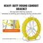 Fish Tape Fiberglass, 150.3 m, 8.0 mm, Duct Rodder Fishtape Wire Puller, Cable Running Rod with Steel Reel Stand, 3 Pulling Head