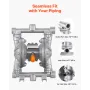Air Operated Double Diaphragm Pump, 25 L/min Max, Standard Inlet & Outlet Air Pneumatic Waste Oil Transfer Pump, Aluminum Alloy 