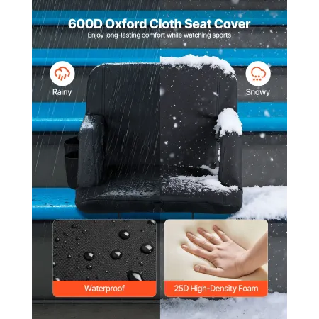 VEVOR Stadium sæde, 6 justerbar vinkel Bleacher Stol, 69,85 mm pude Stadium sæde med rygstøtte og armlæn, bred Bleacher