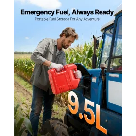 VEVOR Fuel Container, 9.5 L, Gas Tank with Spout & Clear Scale, 15 L/min Max Flow Rate, Secure & Leak-proof, Portable Flat Fluid