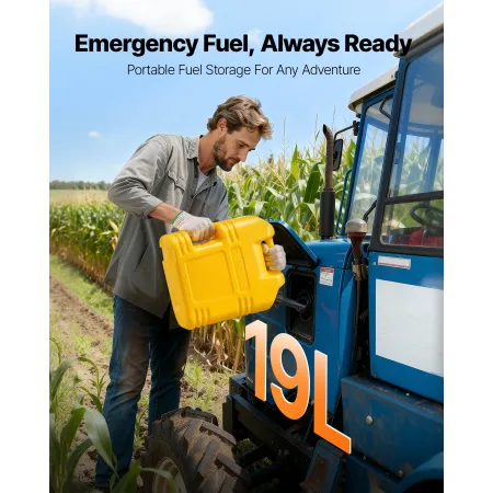 VEVOR Fuel Container, 19 L, Gas Tank with Spout & Clear Scale, 15 L/min Max Flow Rate, Secure & Leak-proof, Portable Flat Fluid 