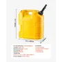 VEVOR Fuel Container, 19 L, Gas Tank with Spout & Clear Scale, 15 L/min Max Flow Rate, Secure & Leak-proof, Portable Flat Fluid 