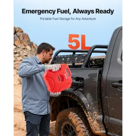 Fuel Container, 5 L, Gas Can with Spout and Lockable Bracket, 15 L/min Max Flow Rate, Secure & Leak-proof, Portable Flat Fluid C