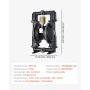 VEVOR luftdrevet dobbeltmembranpumpe, 598 l/min Max, standard ind- og udløbsluft Pneumatisk spildolieoverførselspumpe, aluminium
