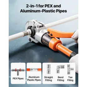 VEVOR Hydraulic Pipe Crimping Tool, PEX & Aluminium-Plastic Tube Fittings Crimper med TH16 TH20 TH26 TH32 kæber & bæretaske,