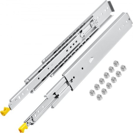 Drawer Slides with Lock, 1 Pair 32 inch, Heavy-duty Industrial Steel up to 500 lbs Capacity, 3-Fold Full Extension, Ball