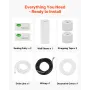 15.2m Mini Split Line Set, 9.5 & 15.9mm OD AC Copper Tubing Pipe, 3/8 White PE Thickened Insulated Coil with Flared Nuts, Rich F