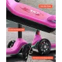 VEVOR Kick Scooter for Kids Ages 3+, 3-Wheel Toddler Scooter with Light-Up Wheels, Adjustable Height Handlebar, Wide Anti-Slip D