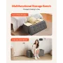 Foldable Storage Ottoman Bench, End of Bed Bench with Side Bags, Folding Upholstered Storage Chest Supports 660 lbs, Linen Bed O
