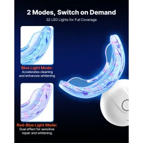 VEVOR Teeth Whitening Kit with LED Light, 32 LED Accelerator Lights, Whitening Gel Syringe, Desensitizing Gel, and U-Shaped Tray