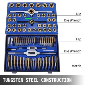 86 PICS Tap and Die Set, Machinist Standard Tapered & Plug Hand Tapping, Cutting, Threading, Forming, and Chasing Thread Kit