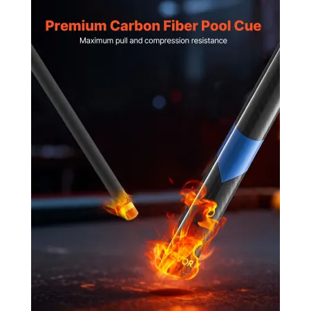 VEVOR Pool Cue, 1 Piece Pool Stick, 1473.2mm & 538g Carbon Fiber Billiard Pools Cue Stick with Bakelite Pressed Cue Tip & ABS Co