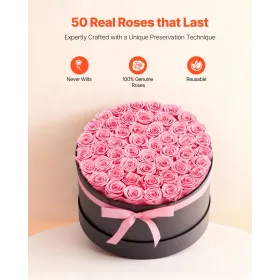 Forever Flowers, 50 Preserved Roses in a Box, Eternal Flowers Immortal Bouquet Birthday Present for Delivery Prime Women Her Wif