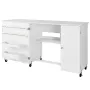Folding Sewing Table, Multipurpose Sewing Machine Table with Cabinet, Compact Design, Wheels, Wooden Pegs, Storage Trays and She