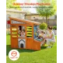 VEVOR Outdoor Playhouse, Cedar Wooden Kids Playhouse with Bird Nest, Doorbell, Trash Bin, Gravity Wall Set, Storage Pocket, Wind