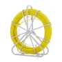 Fish Tape Fiberglass, 129.5 m, 6.4 mm, Duct Rodder Fishtape Wire Puller, Cable Running Rod with Steel Reel Stand, 3 Pulling Head