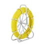 Fish Tape Fiberglass, 425 ft, 1/4 inch, Duct Rodder Fishtape Wire Puller, Cable Running Rod with Steel Reel Stand, 3 Pulling
