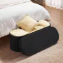 VEVOR Oval Storage Ottoman Bench, Foldable Teddy Fleece End of Bed Bench, Folding Upholstered Bed Ottoman Chest with Large Stora