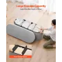 VEVOR Oval Storage Ottoman Bench, Foldable Teddy Fleece End of Bed Bench, Folding Upholstered Bed Ottoman Chest with Large Stora